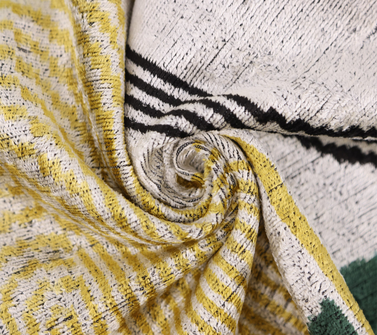 Luxury Silk Velvet Pillow 16x24 – Handmade Modern Geometric Lumbar Cushion in Yellow & Green