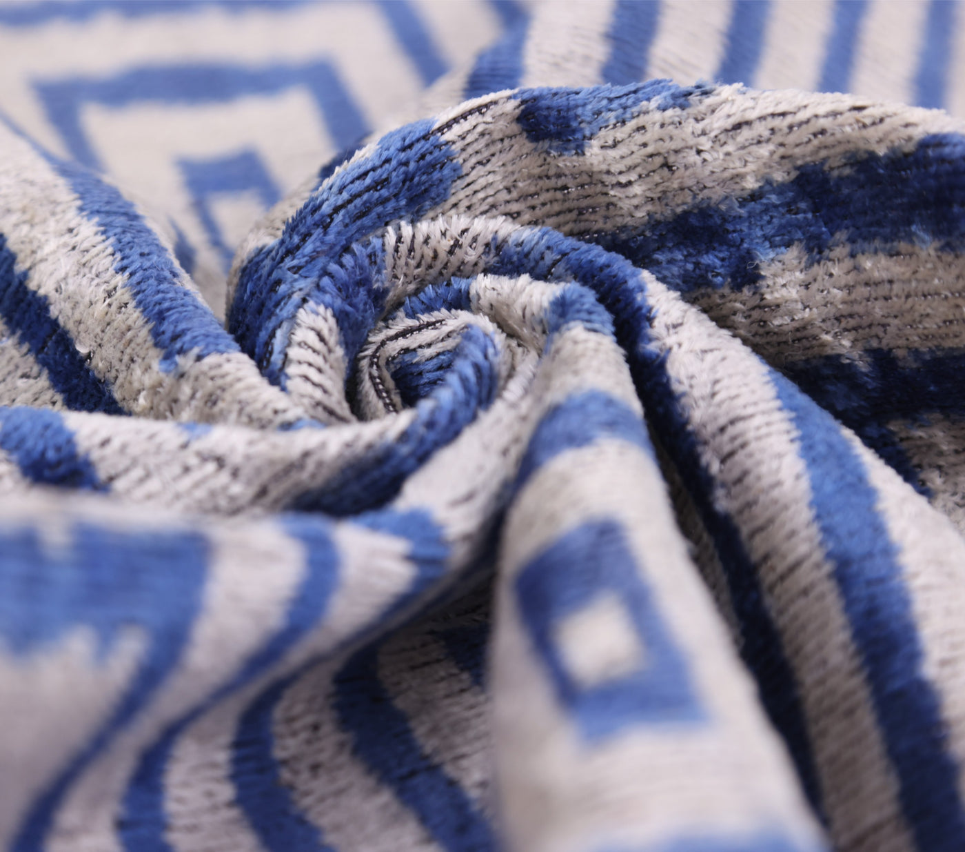 Luxury Silk Velvet Pillow 16x24 – Handmade Blue Geometric Square Lumbar Cushion