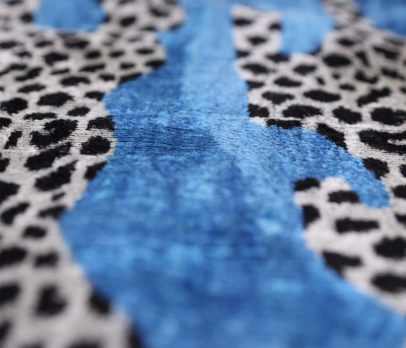 Luxury Blue Leopard Velvet Pillow 16x24 – Handmade Silk Lumbar Cushion with Bold Animal Print