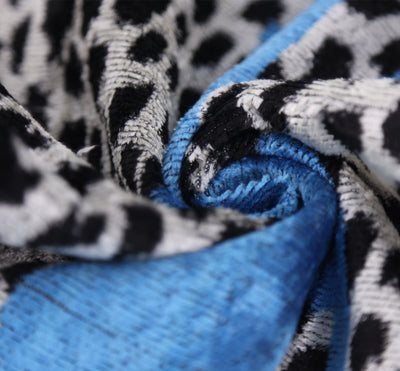 Luxury Blue Leopard Velvet Pillow 16x24 – Handmade Silk Lumbar Cushion with Bold Animal Print