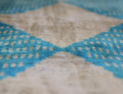 Handmade 16x24 Turquoise Silk Velvet Throw Pillow – Luxury Geometric Lumbar Cushion