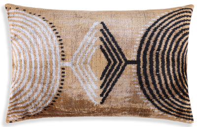 Luxury Earth-Tone Silk Velvet Throw Pillow 16x24 – Handmade Tribal Modern Geometric Lumbar