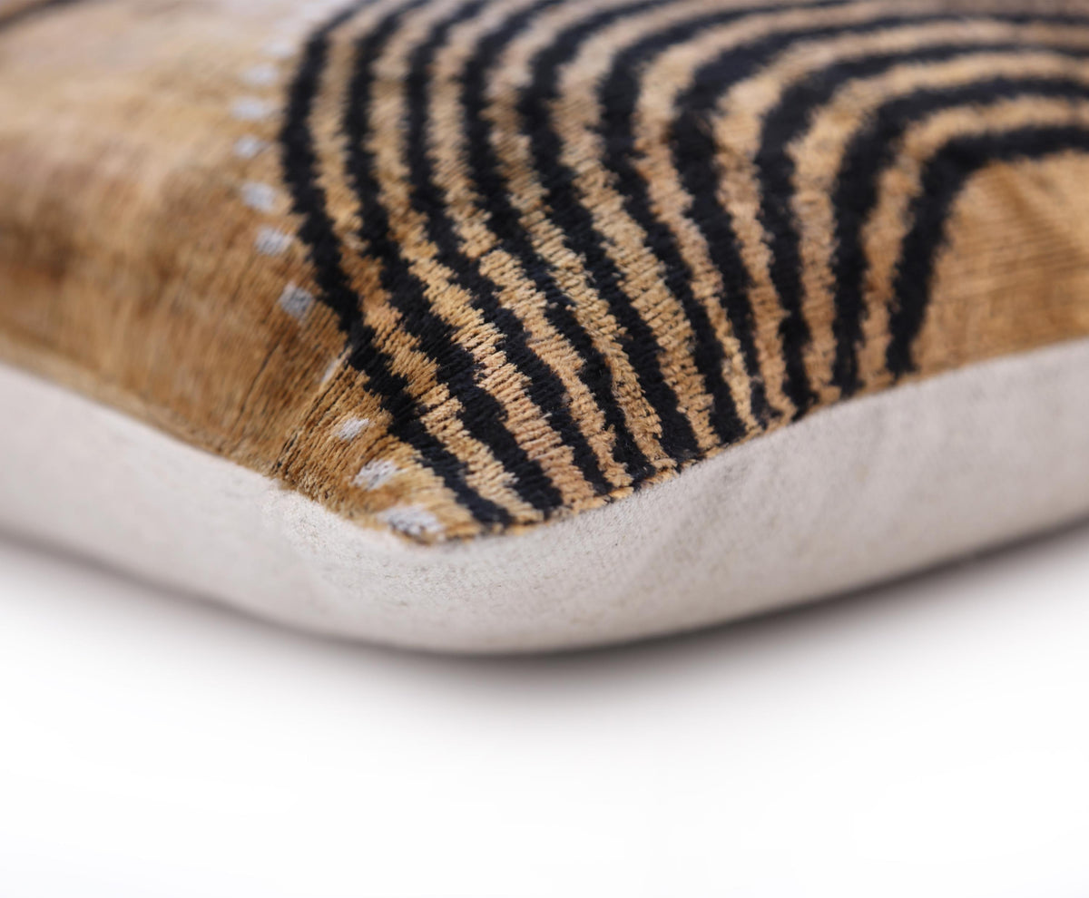 Luxury Earth-Tone Silk Velvet Throw Pillow 16x24 – Handmade Tribal Modern Geometric Lumbar