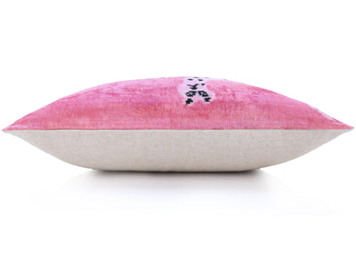 Handmade Pink Velvet Lumbar Pillow 16x24 – Designer Leopard Motif Luxury Cushion
