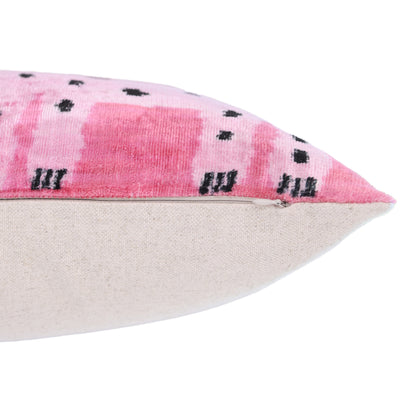 Handmade Pink Velvet Lumbar Pillow 16x24 – Designer Leopard Motif Luxury Cushion