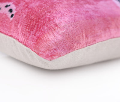 Handmade Pink Velvet Lumbar Pillow 16x24 – Designer Leopard Motif Luxury Cushion