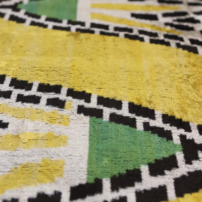 Luxury Yellow Silk Velvet Throw Pillow 16x24 – Handmade Geometric Designer Lumbar