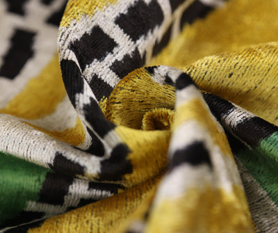 Luxury Yellow Silk Velvet Throw Pillow 16x24 – Handmade Geometric Designer Lumbar