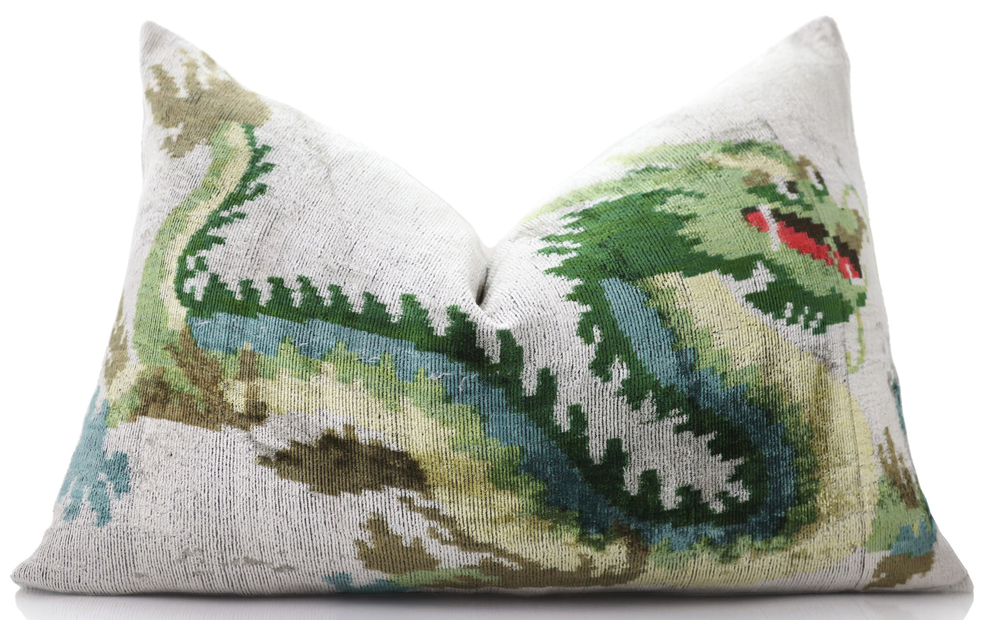 Luxury Dragon Silk Velvet Pillow 16x24 – Handmade Artisan Lumbar Cushion