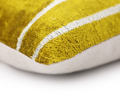 Handmade Mustard Yellow Velvet Lumbar Pillow 16x24 – Modern Geometric Designer Cushion