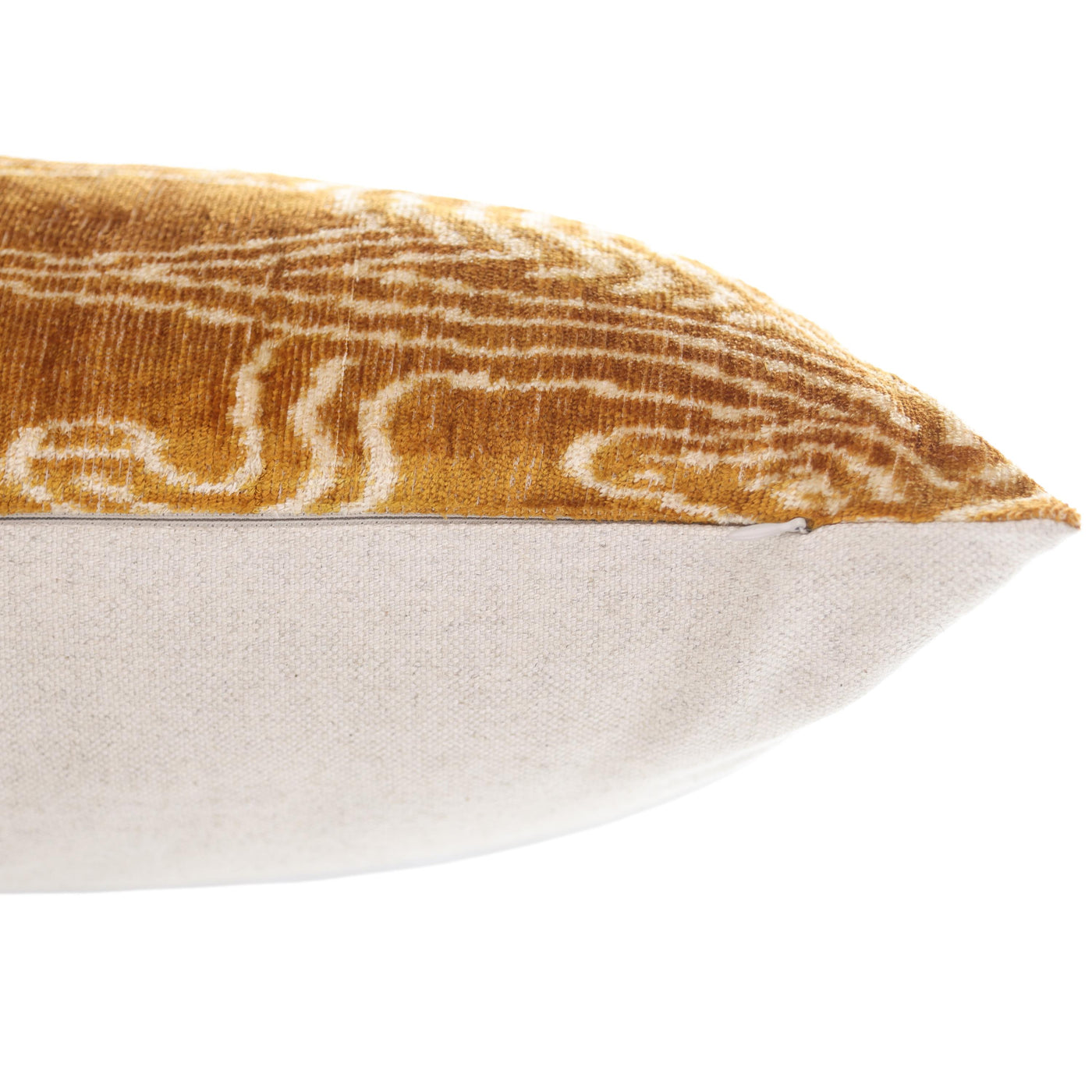 Luxury Golden Yellow Ikat Silk Velvet Throw Pillow 16x24 – Handmade Lumbar