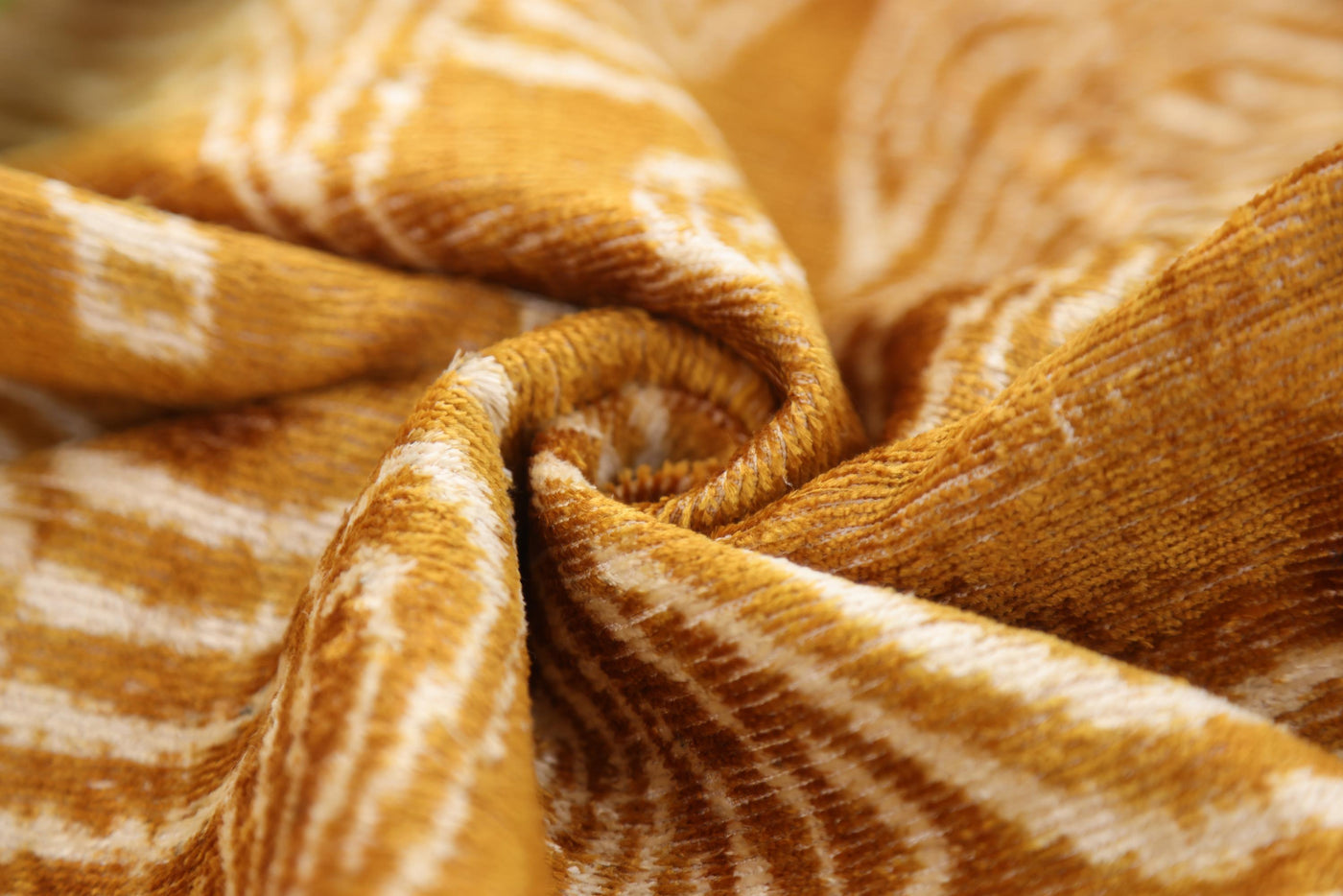 Luxury Golden Yellow Ikat Silk Velvet Throw Pillow 16x24 – Handmade Lumbar