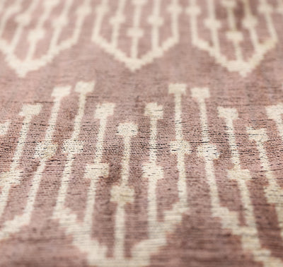 Luxury Silk Velvet Ikat Throw Pillow 16x24 – Taupe & Blush Handmade