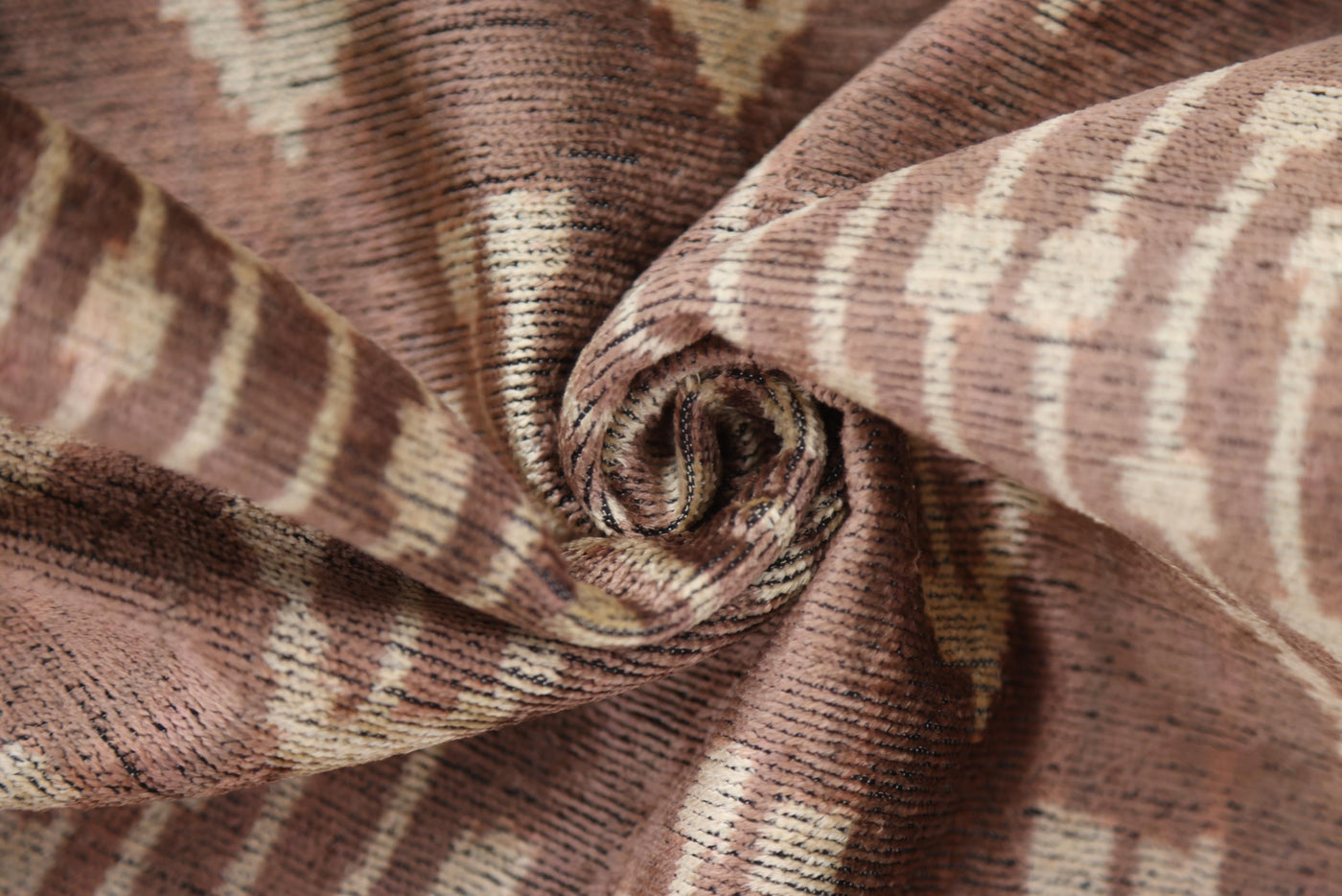 Luxury Silk Velvet Ikat Throw Pillow 16x24 – Taupe & Blush Handmade