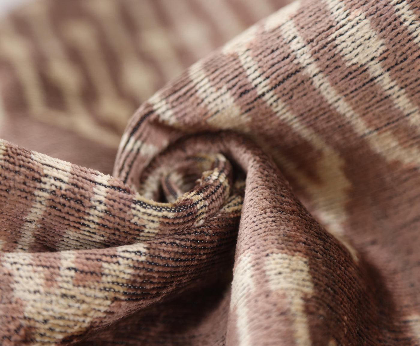 Luxury Silk Velvet Ikat Throw Pillow 16x24 – Taupe & Blush Handmade