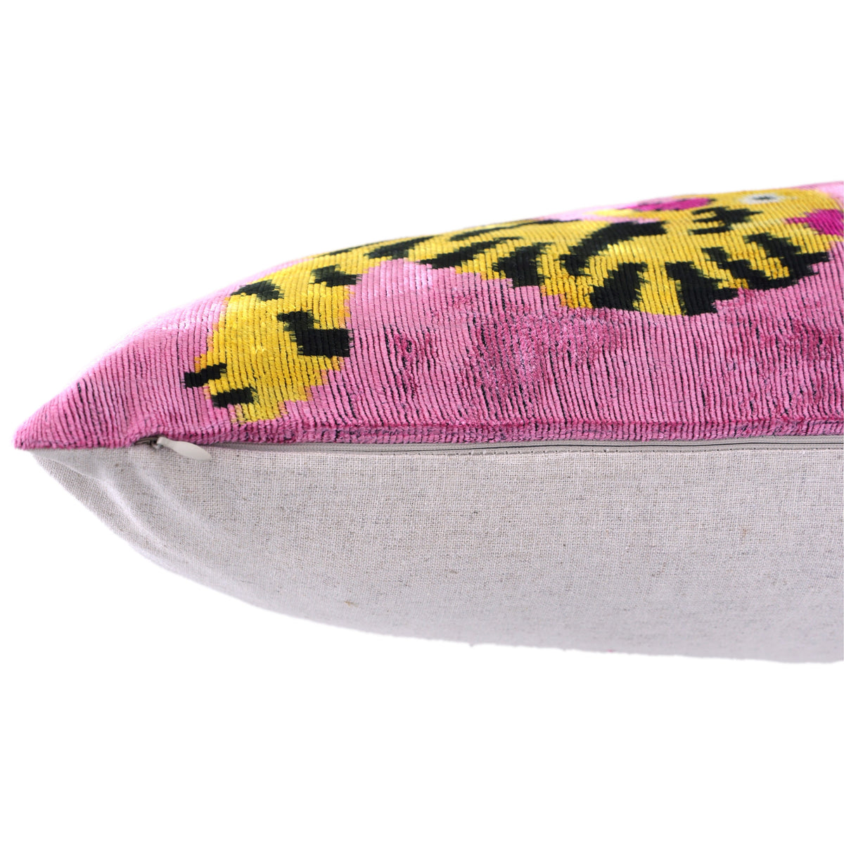 Pink Tiger Silk Velvet Lumbar Pillow – 16x24