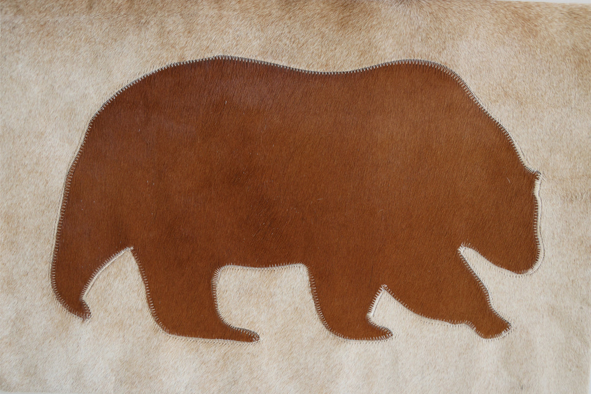 Luxury Genuine Cowhide Bear Throw Pillow 16x24 | Handmade Hair-on-Hide Leather Designer Lumbar Cushion