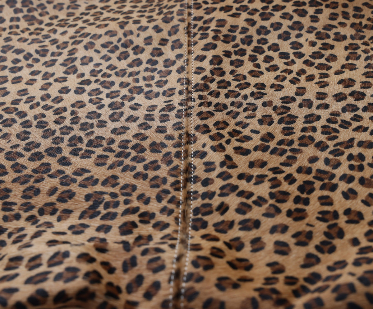 Luxury Leopard Print Genuine Cowhide Throw Pillow 18x18 | Handmade Hair-On Leather Cushion