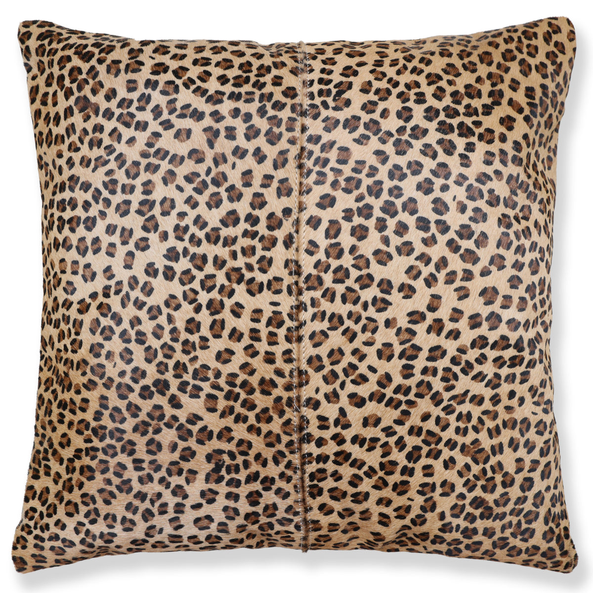 Luxury Leopard Print Genuine Cowhide Throw Pillow 18x18 | Handmade Hair-On Leather Cushion