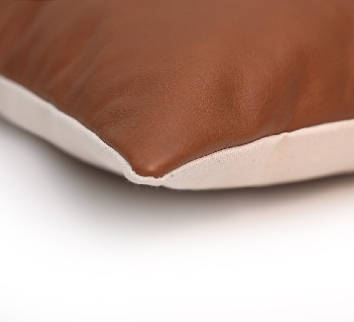 Luxury Camel Brown Genuine Leather Throw Pillow 18x18 | Handmade Modern Leather Cushion