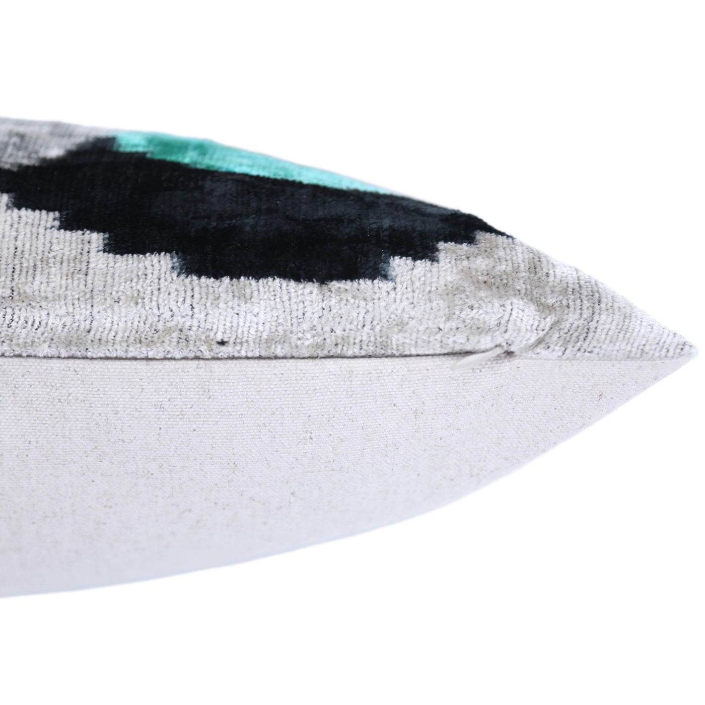 Green Orange Abstract Silk Velvet Lumbar Pillow – 16x24 Handmade Modern Cushion