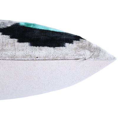 Green Orange Abstract Silk Velvet Lumbar Pillow – 16x24 Handmade Modern Cushion