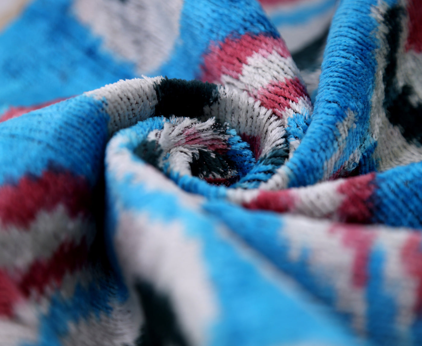 Blue Silk Velvet Ikat Lumbar Pillow 16x24 – Handmade Luxury