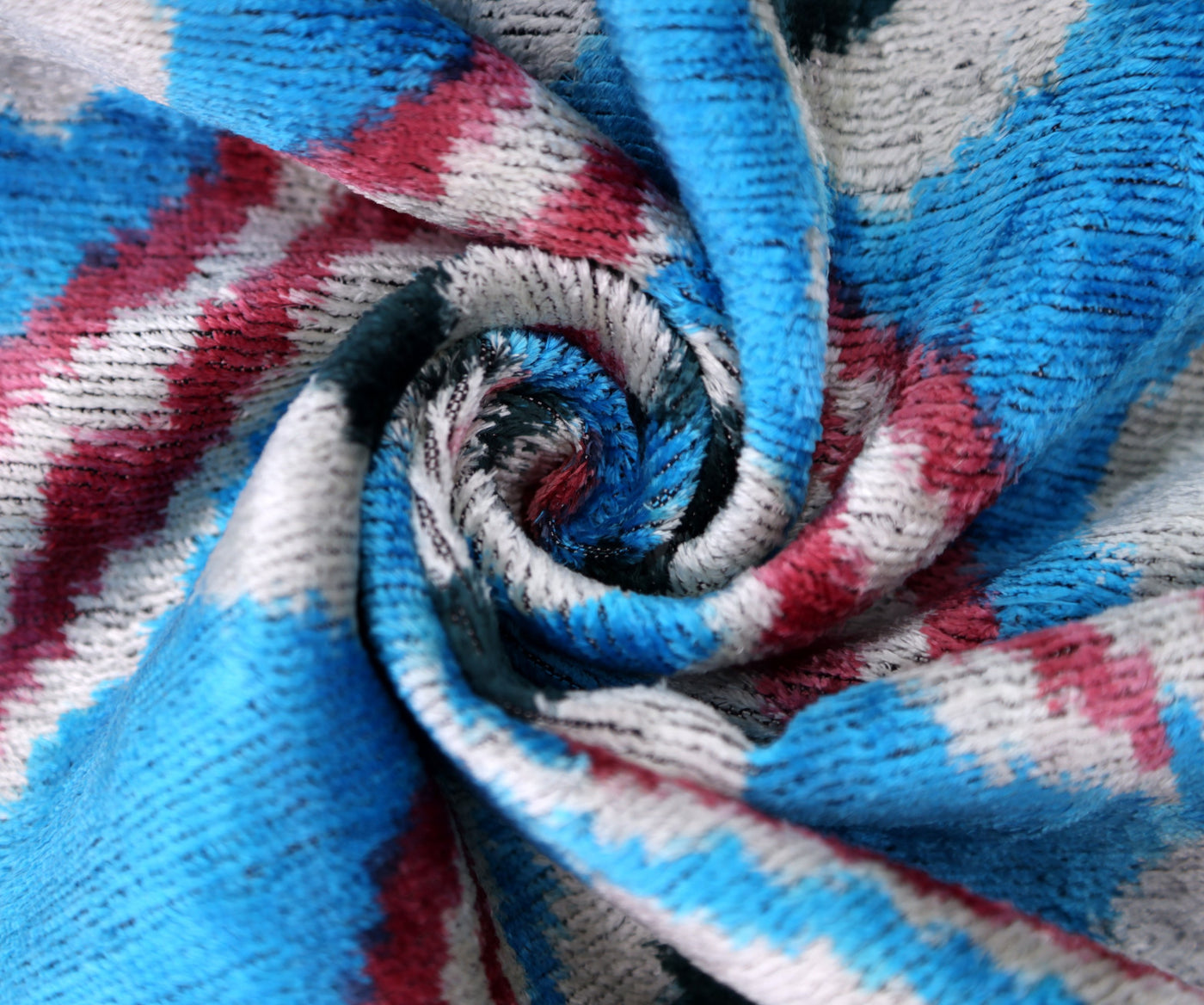 Blue Silk Velvet Ikat Lumbar Pillow 16x24 – Handmade Luxury