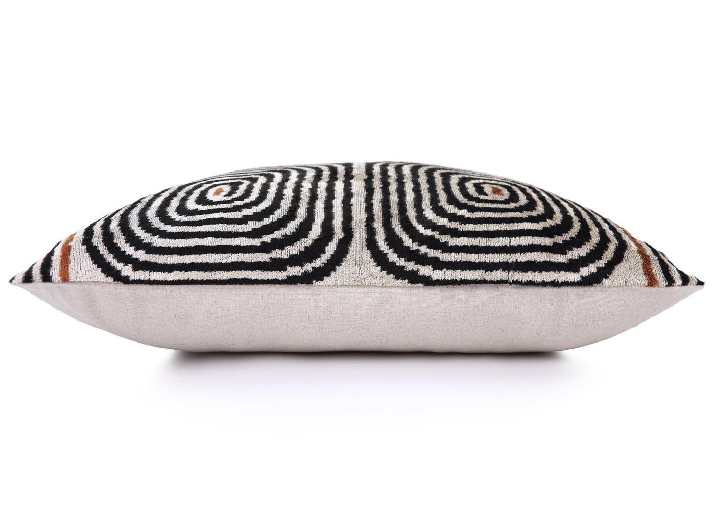 Black Ivory Rust Geometric Silk Velvet Lumbar Pillow – 16x24 Handmade Luxury Cushion