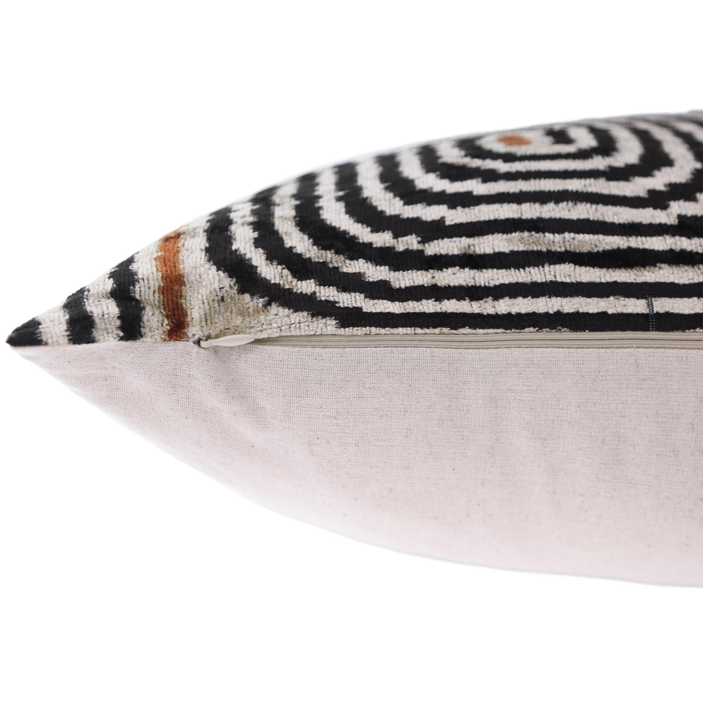 Black Ivory Rust Geometric Silk Velvet Lumbar Pillow – 16x24 Handmade Luxury Cushion