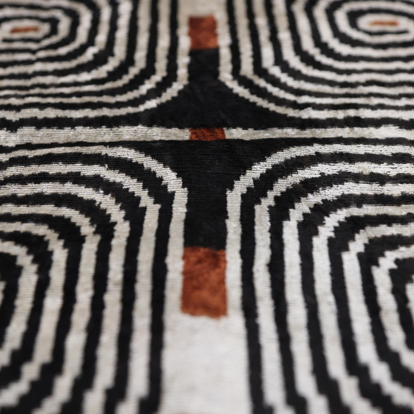 Black Ivory Rust Geometric Silk Velvet Lumbar Pillow – 16x24 Handmade Luxury Cushion