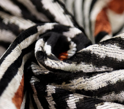 Black Ivory Rust Geometric Silk Velvet Lumbar Pillow – 16x24 Handmade Luxury Cushion