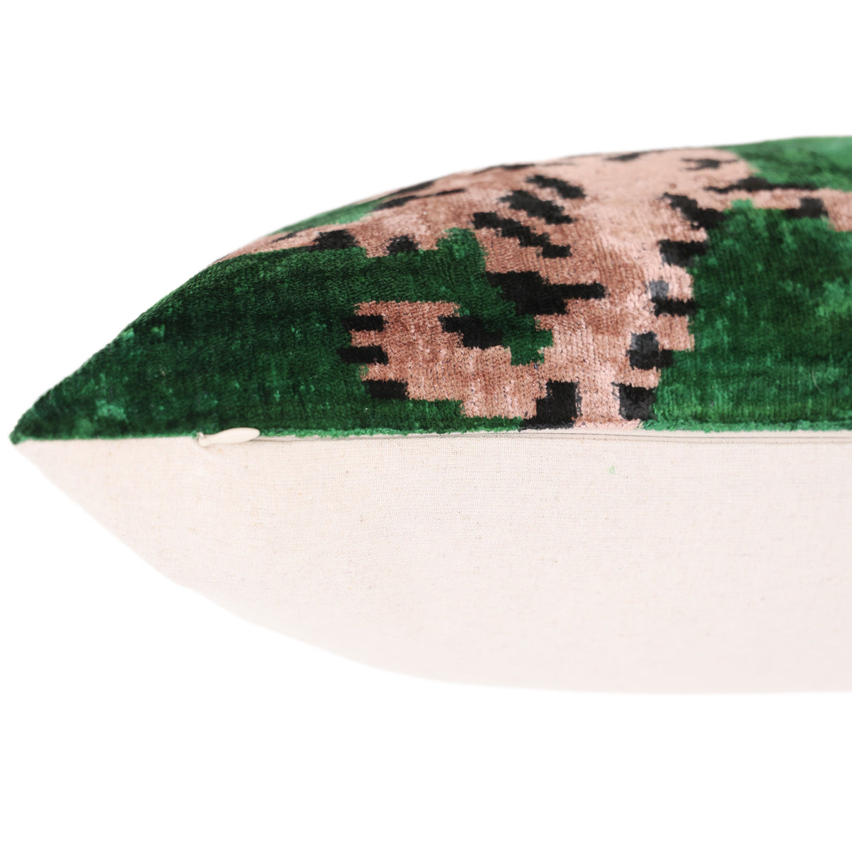 Green Tiger Silk Velvet Lumbar Pillow – 16x24