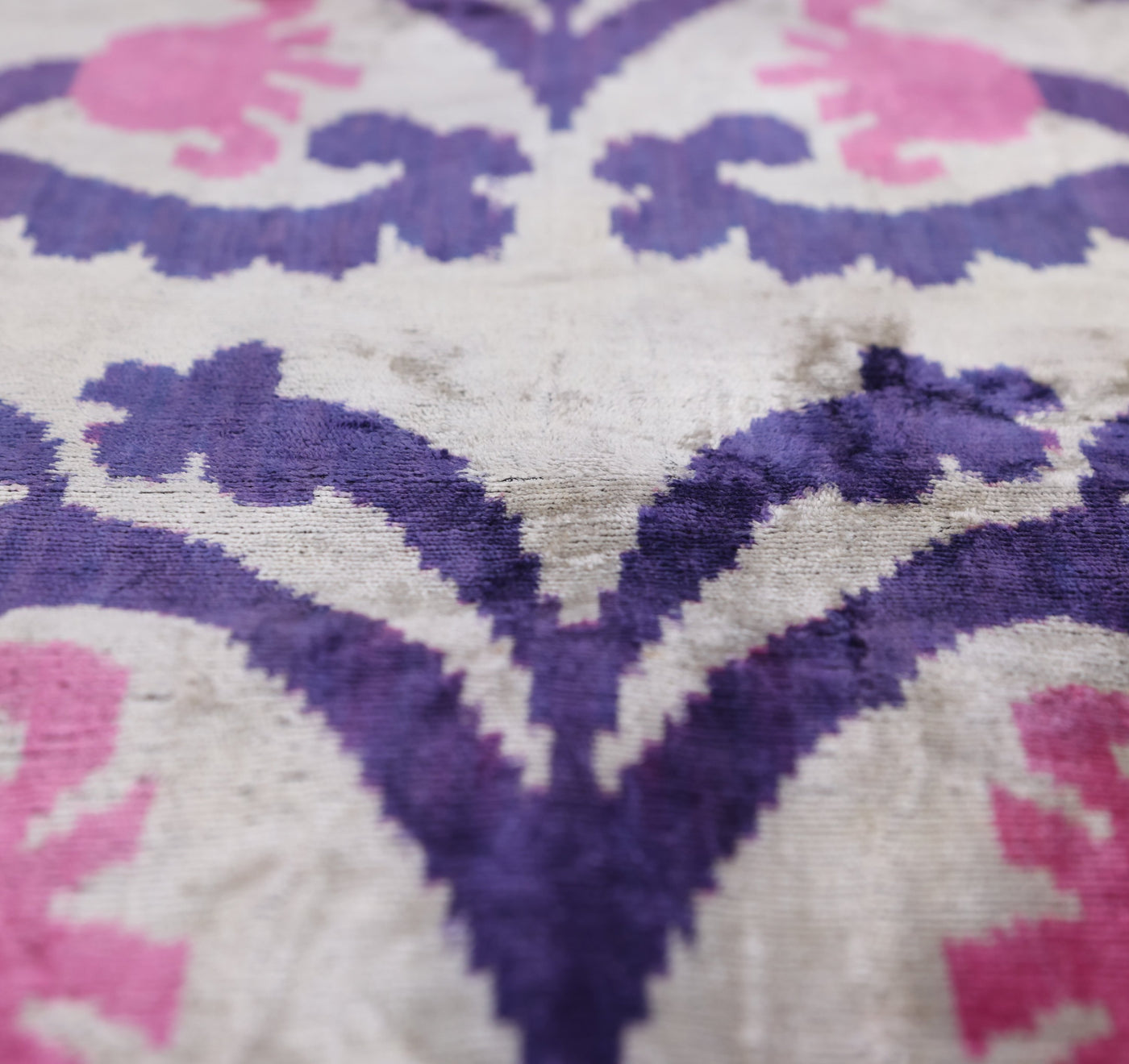 Purple & Pink Silk Velvet Ikat Lumbar Pillow 16x24 – Handmade