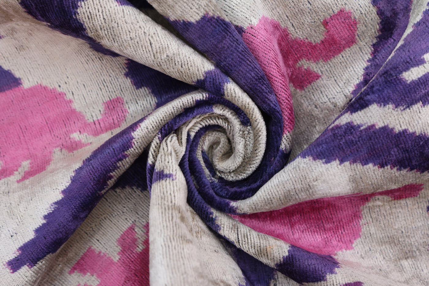 Purple & Pink Silk Velvet Ikat Lumbar Pillow 16x24 – Handmade