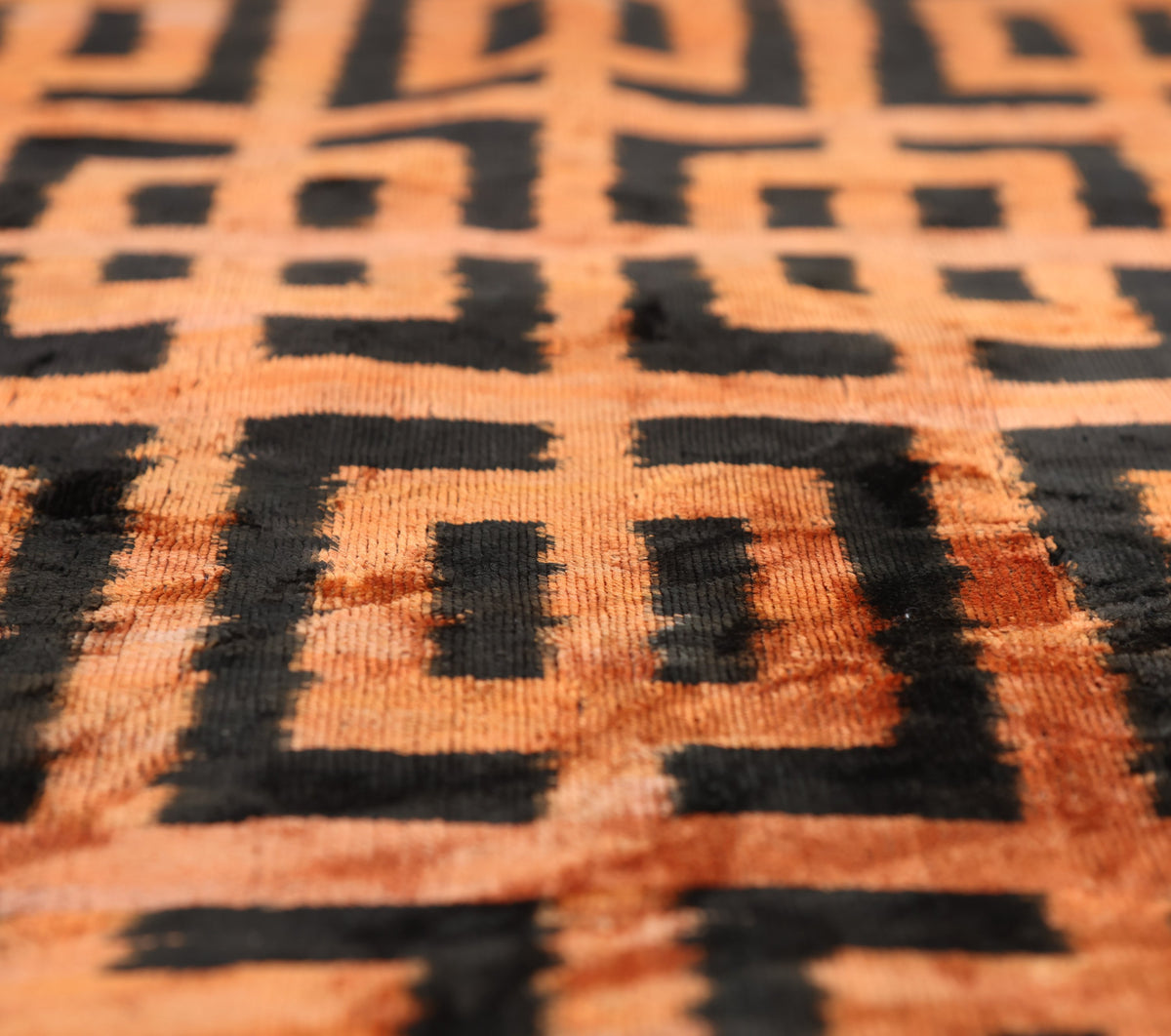 Burnt Orange Silk Velvet Geometric Lumbar Pillow 16x24