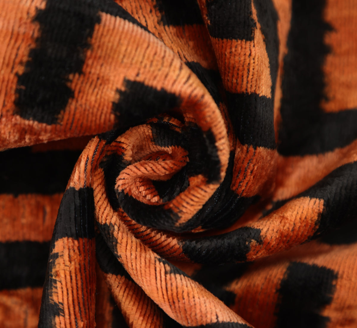 Burnt Orange Silk Velvet Geometric Lumbar Pillow 16x24