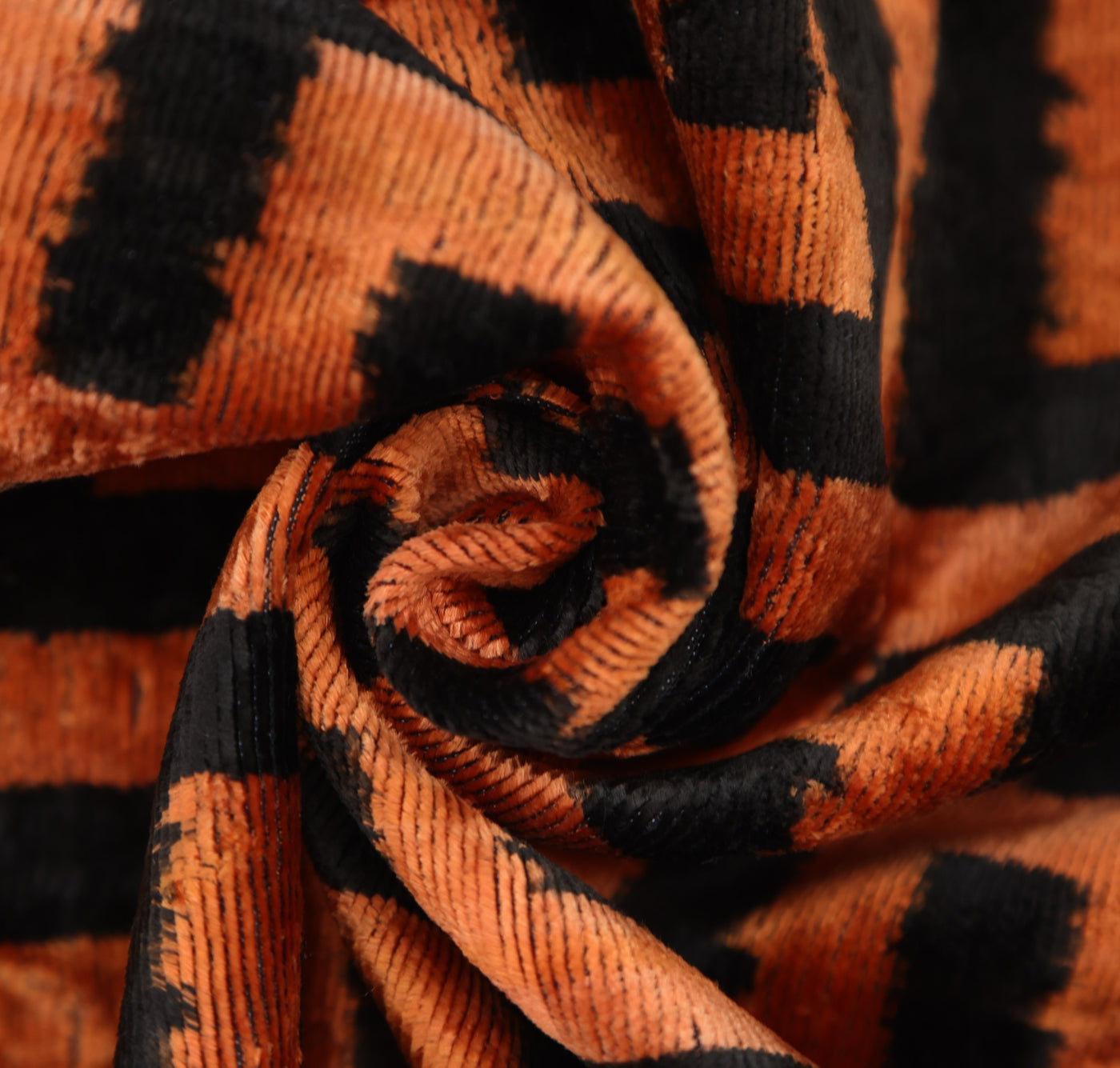 Burnt Orange Black Geometric Silk Velvet Pillow – 20x20 Handmade Luxury Cushion