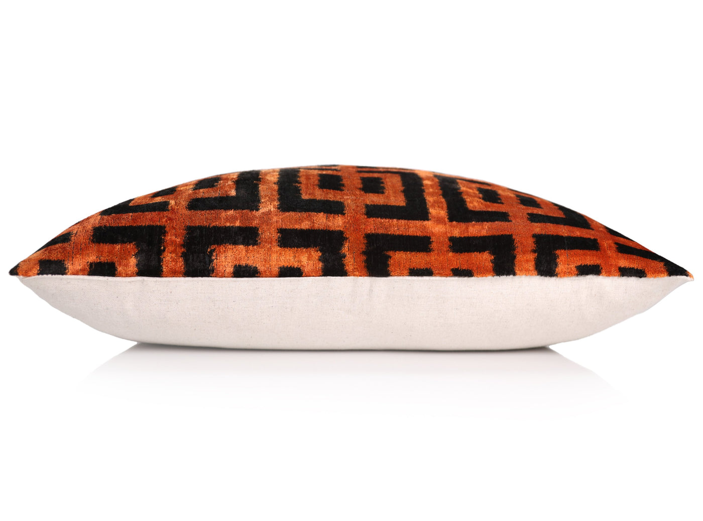 Burnt Orange Silk Velvet Geometric Lumbar Pillow 16x24
