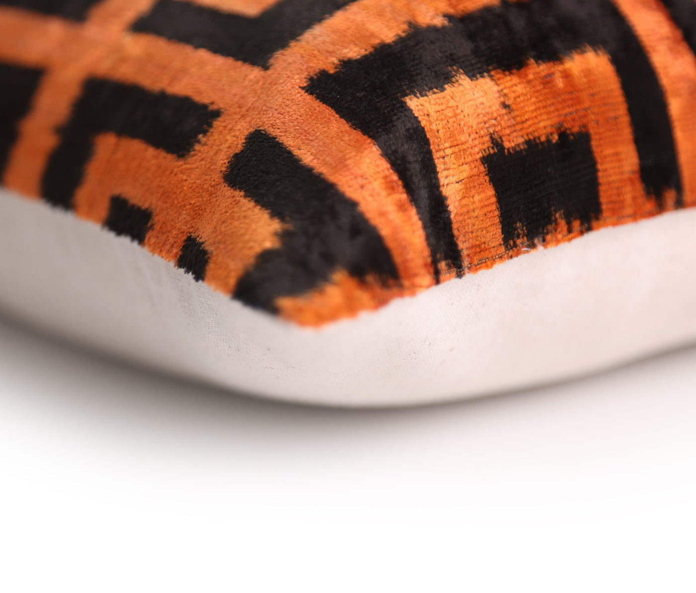 Burnt Orange Silk Velvet Geometric Lumbar Pillow 16x24