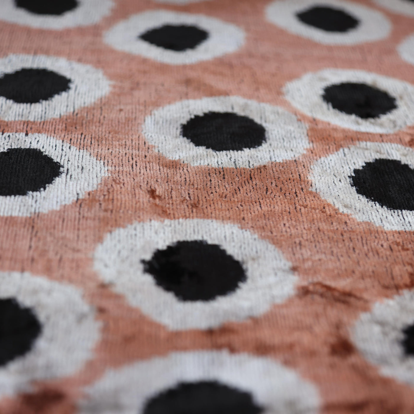 Copper Gold Black Dot Silk Velvet Lumbar Pillow – 16x24 Handmade Modern Cushion