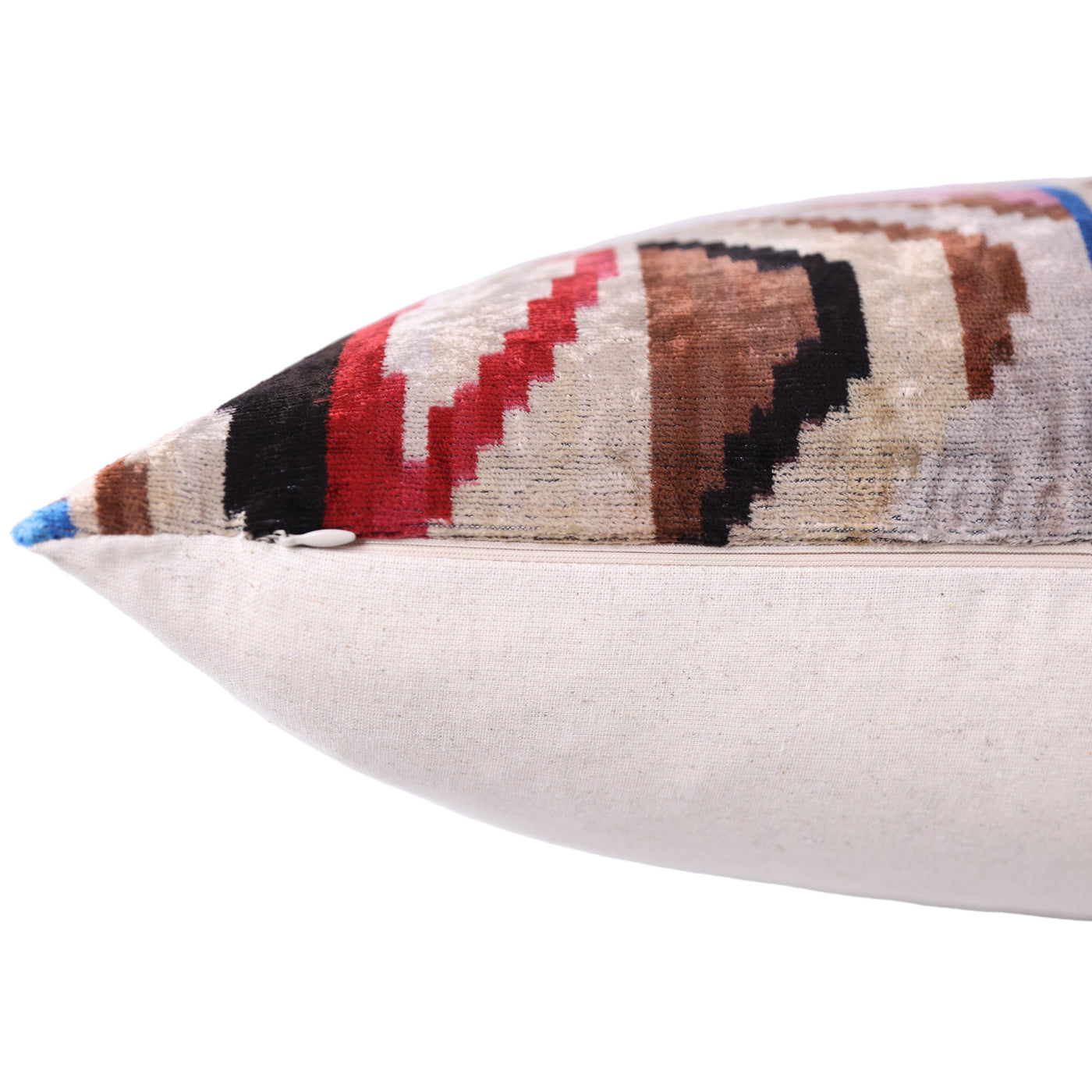 Abstract Multicolor Silk Velvet Pillow – 20x20 Handmade Art Deco Cushion