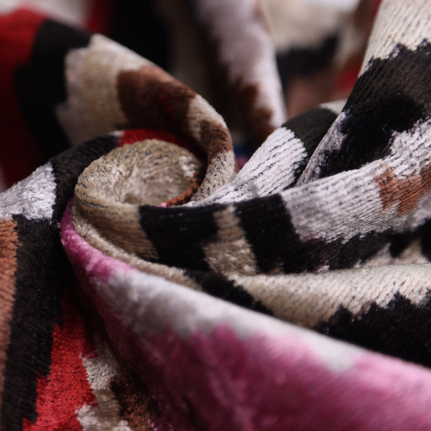 Abstract Multicolor Silk Velvet Pillow – 20x20 Handmade Art Deco Cushion