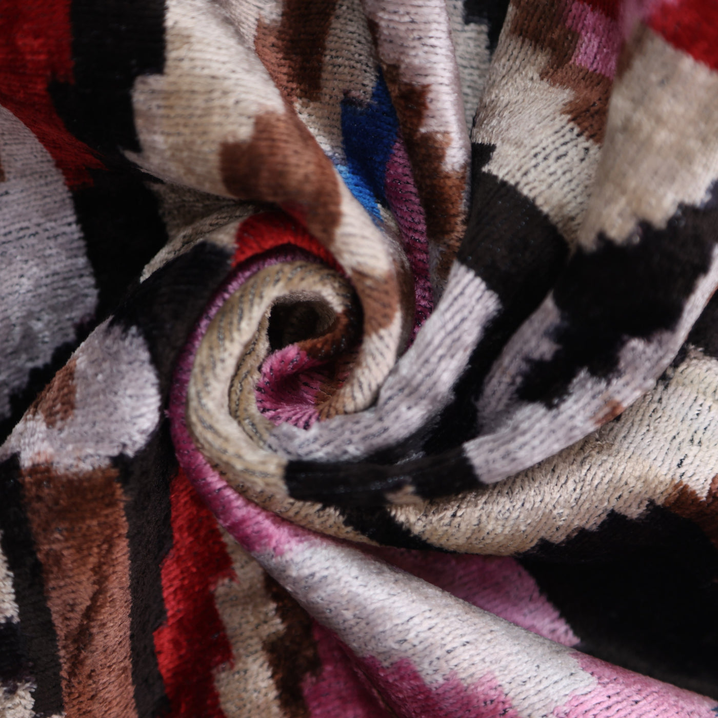 Abstract Multicolor Silk Velvet Pillow – 20x20 Handmade Art Deco Cushion