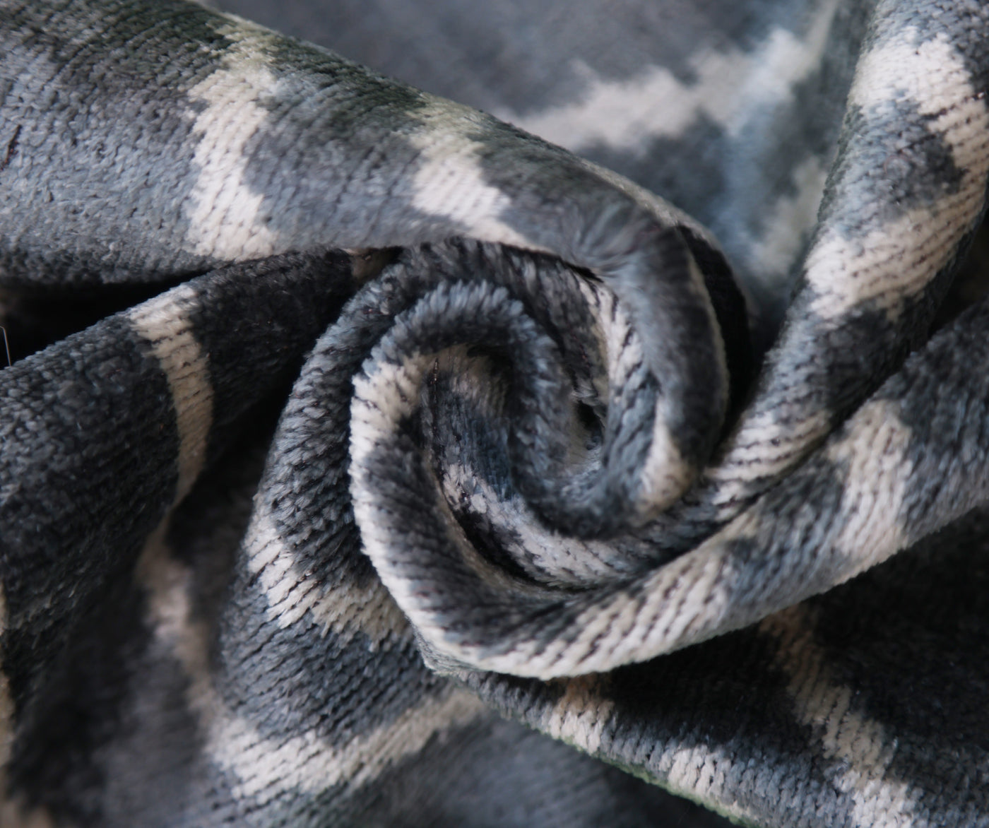 Gray & White Silk Velvet Ikat Lumbar Pillow 16x24 – Handmade