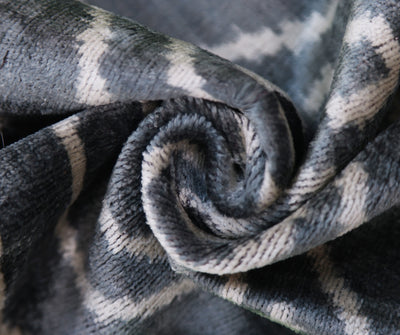 Gray & White Silk Velvet Ikat Lumbar Pillow 16x24 – Handmade