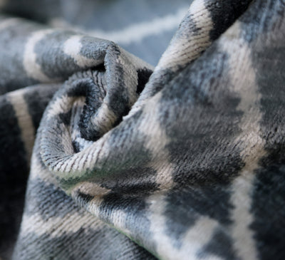 Gray & White Silk Velvet Ikat Lumbar Pillow 16x24 – Handmade