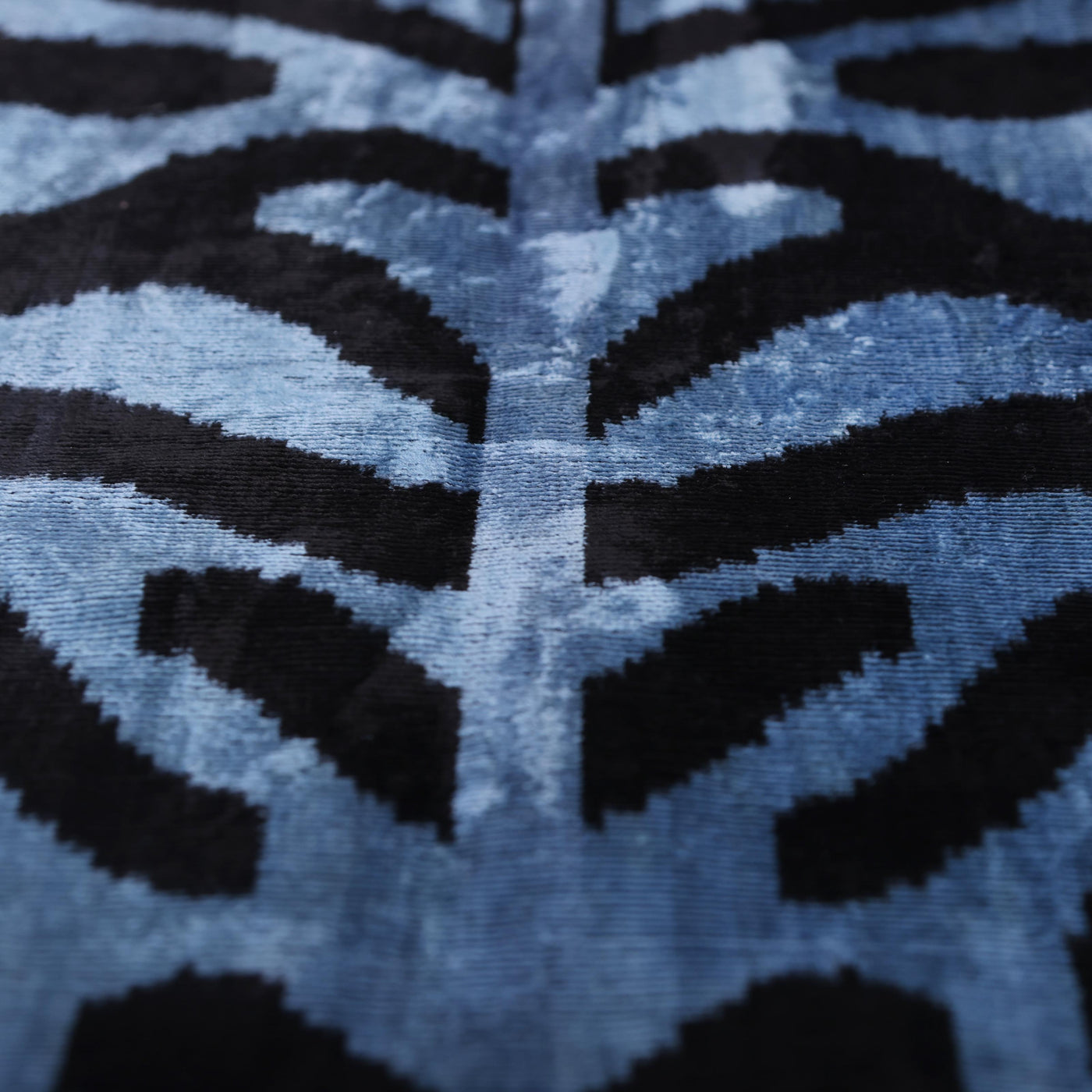 Blue Black Abstract Silk Velvet Lumbar Pillow – 16x24 Handmade Modern Cushion