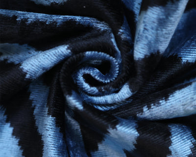 Blue Black Abstract Silk Velvet Lumbar Pillow – 16x24 Handmade Modern Cushion