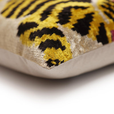 Golden Tiger Silk Velvet Lumbar Pillow – 16x24 Handmade Designer Cushion